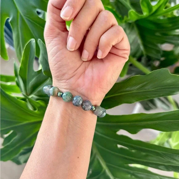 Amazonite, Moss Agate & Hematite Bracelet (one) - Picture 4 of 6